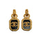 VINTAGE CHANEL EARRINGS LAVA COCOMARK SWING GOLD BLACK ACCESSORY 93A 90346692