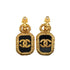 VINTAGE CHANEL EARRINGS LAVA COCOMARK SWING GOLD BLACK ACCESSORY 93A 90346692