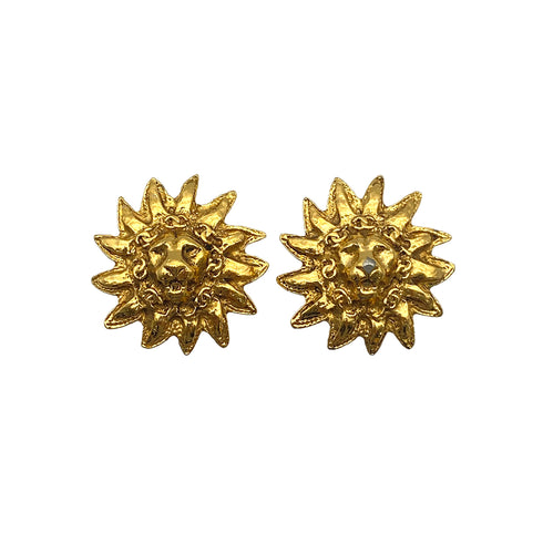 VINTAGE CHANEL EARRINGS LION MOTIF COCOMARK ACCESSORY 90325293