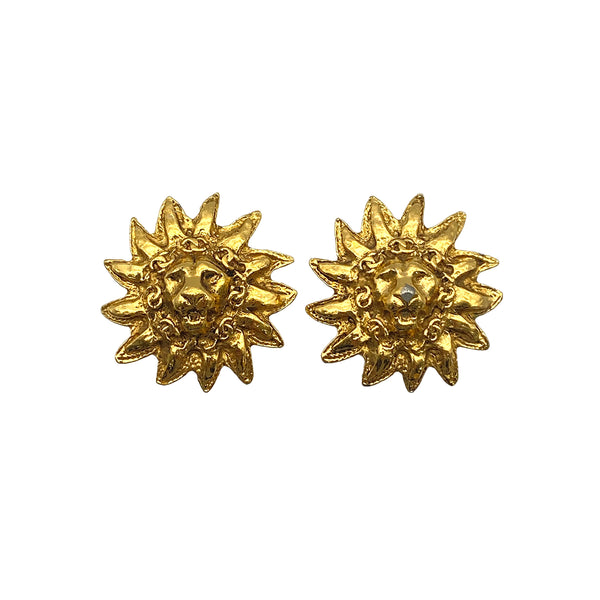 VINTAGE CHANEL EARRINGS LION MOTIF COCOMARK ACCESSORY 90325293