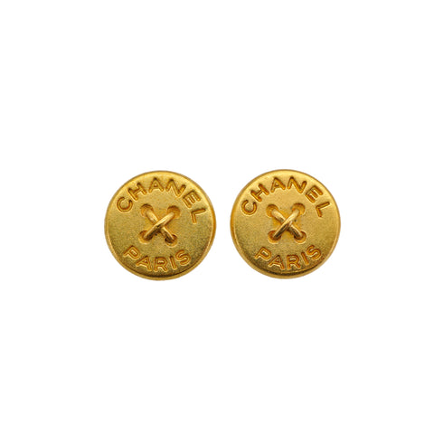 VINTAGE CHANEL EARRINGS LOGO BUTTON MOTIF ACCESSORY 94A 90326610