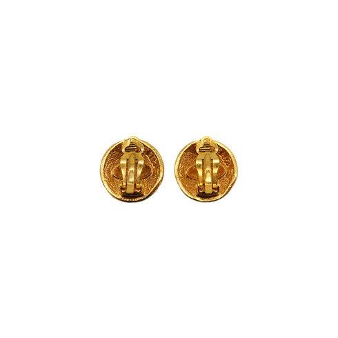 VINTAGE CHANEL EARRINGS LOGO LION GOLD ACCESSORY 23 90338255