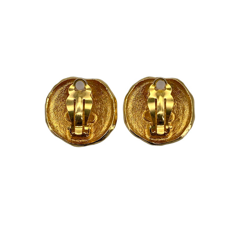 VINTAGE CHANEL EARRINGS LOGO LION MOTIF GOLD ACCESSORY 23 90323986