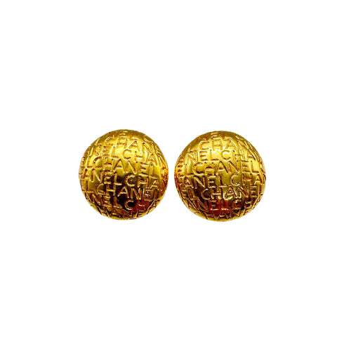 VINTAGE CHANEL EARRINGS LOGO ROUND GOLD ACCESSORY 90326224