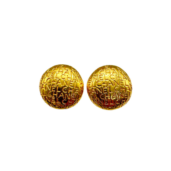 VINTAGE CHANEL EARRINGS LOGO ROUND GOLD ACCESSORY 90326224