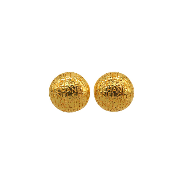 VINTAGE CHANEL EARRINGS LOGO ROUND GOLD ACCESSORY 90337710