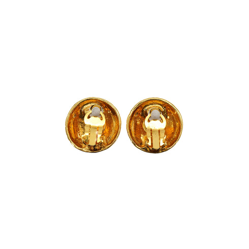 VINTAGE CHANEL EARRINGS LOGO ROUND GOLD ACCESSORY 90337710