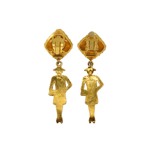 VINTAGE CHANEL EARRINGS MADEMOISELLE MATELASSE SWING GOLD ACCESSORY 90338276