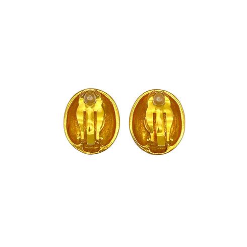 VINTAGE CHANEL EARRINGS MADEMOISELLE OVAL GOLD ACCESSORY 90325286