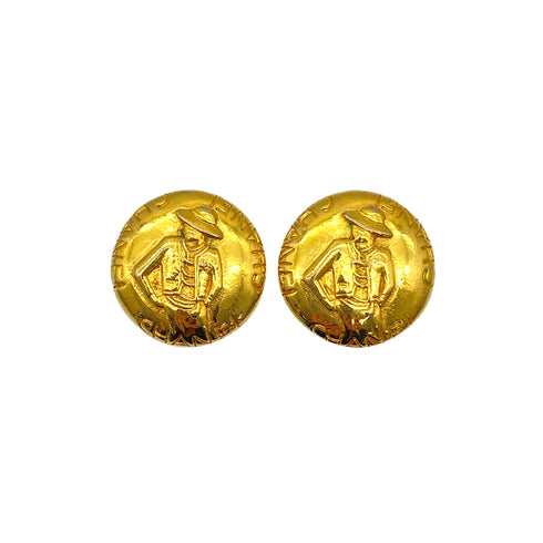 VINTAGE CHANEL EARRINGS MADEMOISELLE ROUND ACCESSORY 90325790