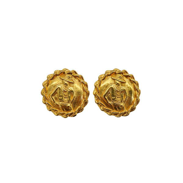 VINTAGE CHANEL EARRINGS MADEMOISELLE ROUND ACCESSORY 90328701