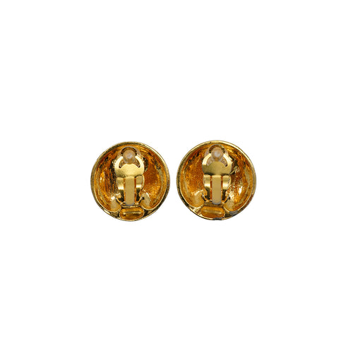 VINTAGE CHANEL EARRINGS MADEMOISELLE ROUND GOLD ACCESSORY 90346691