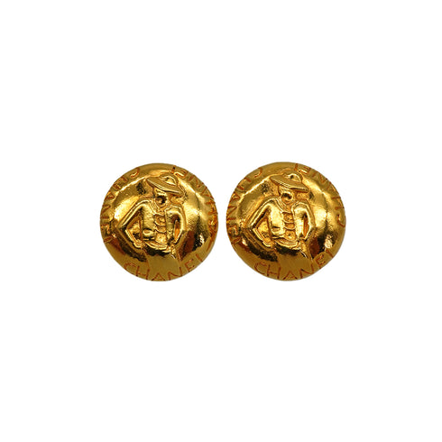 VINTAGE CHANEL EARRINGS MADEMOISELLE ROUND GOLD ACCESSORY 90348347