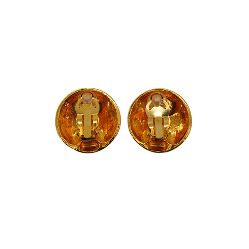 VINTAGE CHANEL EARRINGS MADEMOISELLE ROUND GOLD ACCESSORY 90348347