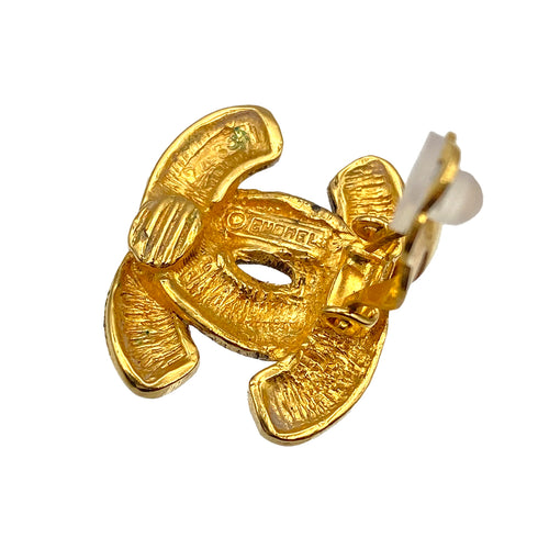 VINTAGE CHANEL EARRINGS MATELASSE COCOMARK GOLD ACCESSORY 90312673