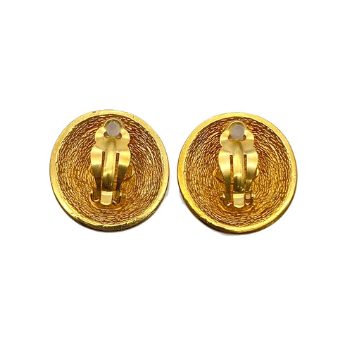 VINTAGE CHANEL EARRINGS MATELASSE COCOMARK ROUND ACCESSORY 90325786