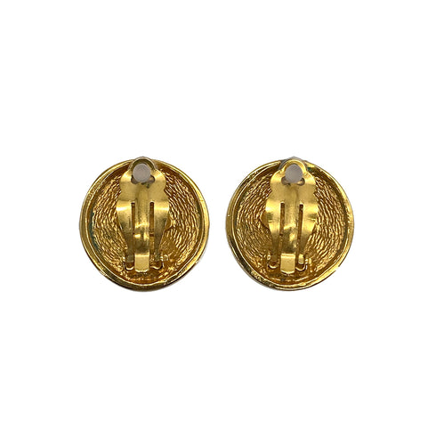 VINTAGE CHANEL EARRINGS MATELASSE COCOMARK ROUND ACCESSORY 90328006