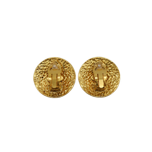 VINTAGE CHANEL EARRINGS MATELASSE COCOMARK ROUND ACCESSORY 94P 90330686