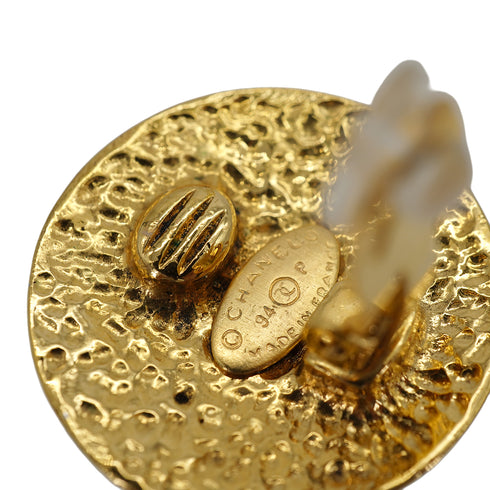 VINTAGE CHANEL EARRINGS MATELASSE COCOMARK ROUND ACCESSORY 94P 90330686