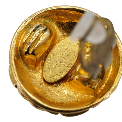 VINTAGE CHANEL EARRINGS MATELASSE ROUND COCOMARK GOLD ACCESSORY 25 90337669