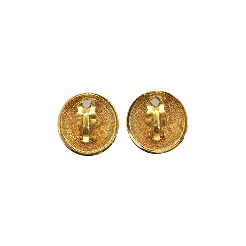 VINTAGE CHANEL EARRINGS MATELASSE ROUND COCOMARK GOLD ACCESSORY 90337703