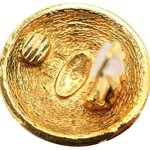 VINTAGE CHANEL EARRINGS MATELASSE ROUND COCOMARK GOLD ACCESSORY 90337703