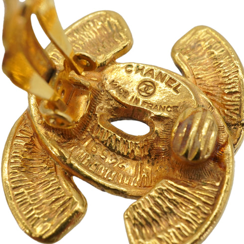 VINTAGE CHANEL EARRINGS MATELLASSE COCOMARK GOLD ACCESSORY 90350544