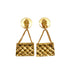 VINTAGE CHANEL EARRINGS MATELLASSE MOTIF COCOMARK SWING GOLD ACCESSORY 93A 90349286