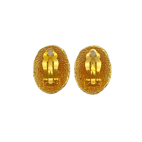 VINTAGE CHANEL EARRINGS OVAL COCOMARK GOLD ACCESSORY 29 90325277