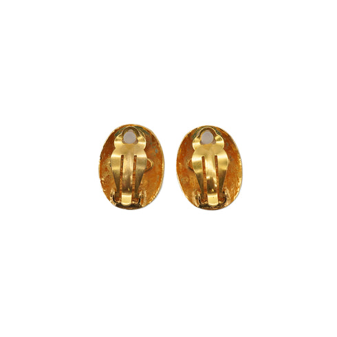 VINTAGE CHANEL EARRINGS OVAL COCOMARK LOGO GOLD ACCESSORY 28 90335631