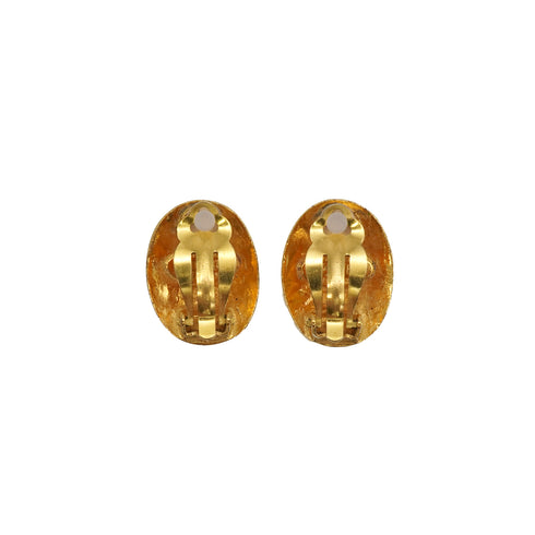 VINTAGE CHANEL EARRINGS OVAL COCOMARK LOGO GOLD ACCESSORY 28 90337709