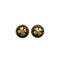 VINTAGE CHANEL EARRINGS ROUND CLOVER BLACK GOLD ACCESSORY 93A 90323150