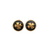VINTAGE CHANEL EARRINGS ROUND CLOVER BLACK GOLD ACCESSORY 93A 90323150