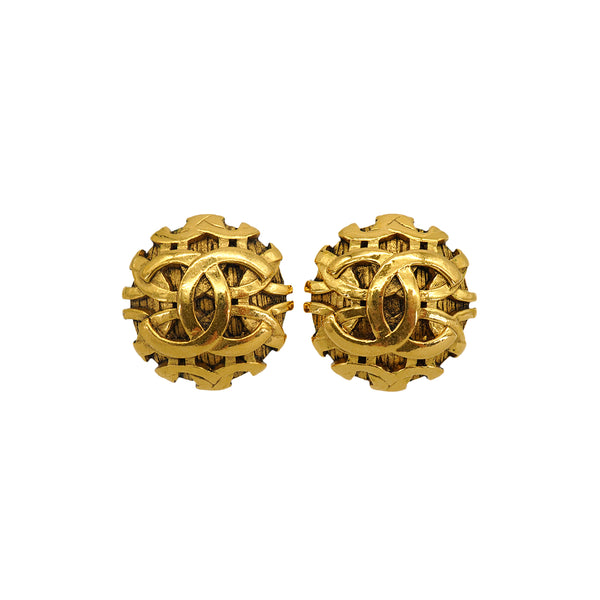 VINTAGE CHANEL EARRINGS ROUND COCOMARK ACCESSORY 25 90334993