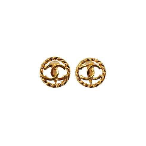 VINTAGE CHANEL EARRINGS ROUND COCOMARK ACCESSORY 90335015