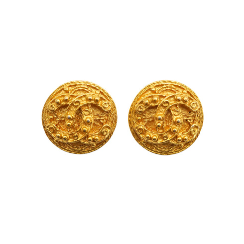 VINTAGE CHANEL EARRINGS ROUND COCOMARK ACCESSORY 94A 90334999