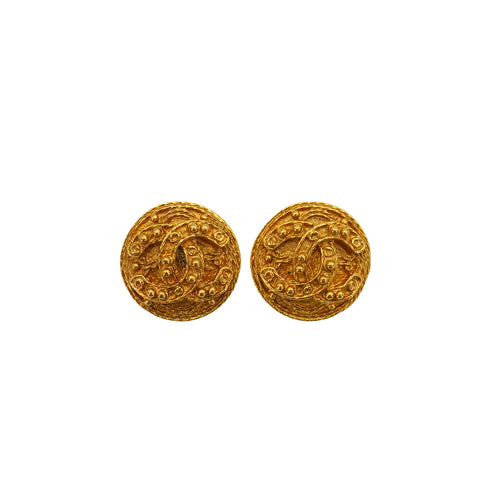 VINTAGE CHANEL EARRINGS ROUND COCOMARK ACCESSORY 94A 90348354