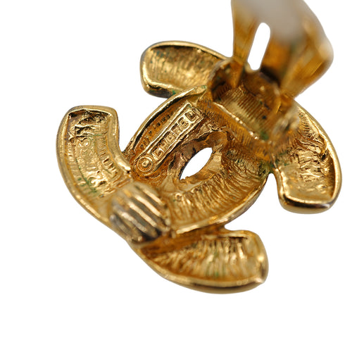 VINTAGE CHANEL EARRINGS COCOMARK MATELASSE GOLD ACCESSORY 90335640