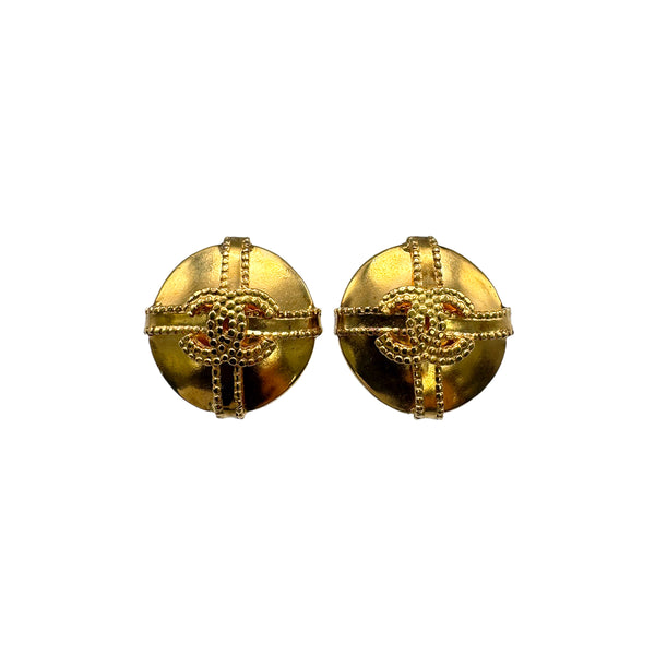 VINTAGE CHANEL EARRINGS ROUND COCOMARK ACCESSORY 97A 90327107