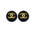 VINTAGE CHANEL EARRINGS ROUND COCOMARK BLACK GOLD ACCESSORY 26 90319597