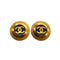 VINTAGE CHANEL EARRINGS ROUND COCOMARK BLACK GOLD ACCESSORY 28 90342596