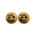 VINTAGE CHANEL EARRINGS ROUND COCOMARK BLACK GOLD ACCESSORY 28 90342596