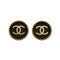 VINTAGE CHANEL EARRINGS ROUND COCOMARK BLACK GOLD ACCESSORY 94A 90321018