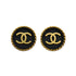 VINTAGE CHANEL EARRINGS ROUND COCOMARK BLACK GOLD ACCESSORY 94A 90321018
