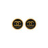 VINTAGE CHANEL EARRINGS ROUND COCOMARK BLACK GOLD ACCESSORY 95A 90338283