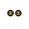 VINTAGE CHANEL EARRINGS ROUND COCOMARK BLACK GOLD ACCESSORY 96A 90319596