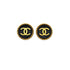 VINTAGE CHANEL EARRINGS ROUND COCOMARK BLACK GOLD ACCESSORY 96A 90319596