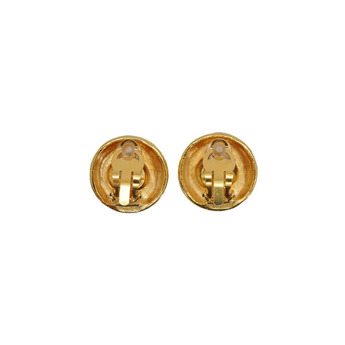 VINTAGE CHANEL EARRINGS ROUND COCOMARK CHAIN GOLD ACCESSORY 90335634