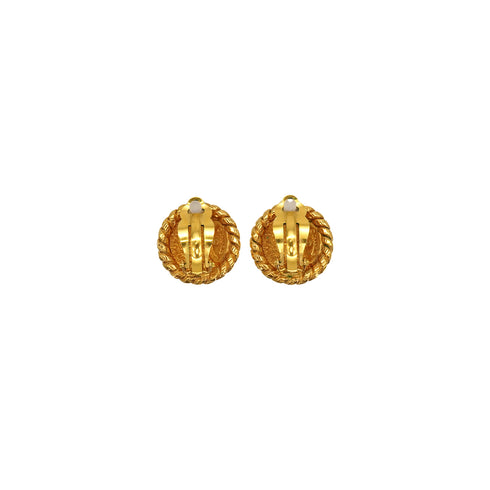 VINTAGE CHANEL EARRINGS ROUND COCOMARK CHAIN GOLD ACCESSORY 90337696