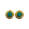 VINTAGE CHANEL EARRINGS ROUND COCOMARK COLOR STONE GREEN GOLD ACCESSORY 93P 90322032